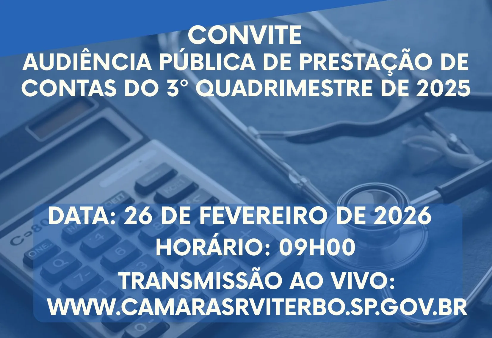 Convite - Audiência Pública de Prestação de Contas do 3º quadrimestre de 2025